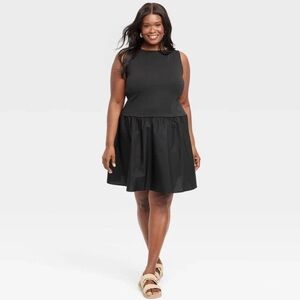 A New Day Women's Drop Waist Mini Black Dress‎